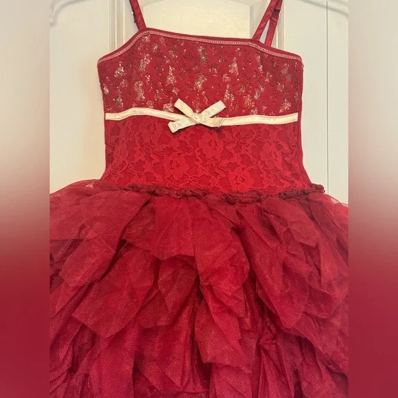 Ooh! La, La! Couture Red Dress with Sparkling Gold Details - Picture 3 of 4